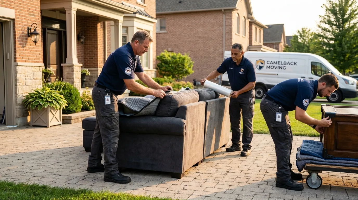 Large estate moving crew wrapping furniture in Allyn, WA